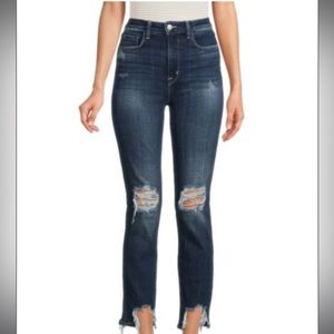 L’Agence distressed high-rise ankle crop jean